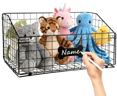 Cesta plegable de metal para juguetes para perros como práctica caja de almacenamiento para perros, ideal para guardar en el salón y en otras zonas de estar