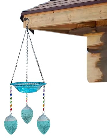 para Colibríes De Vidrio - con 3 Cuencos de Vidrio para Agua - Baño y Tazón de Agua para Aves en Exterior - para Jardín Exterior Terraza Balcón Porche Césped Patio