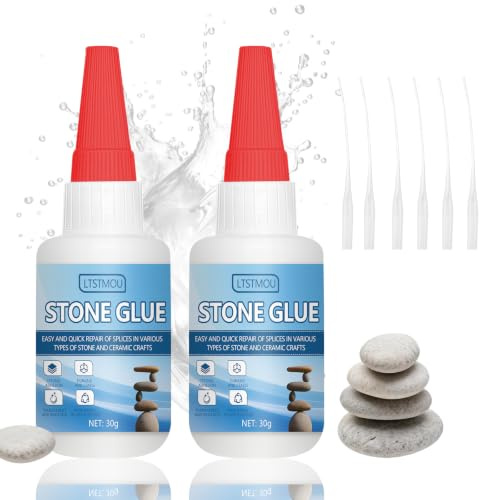 Colle pour Pierre Transparente, Colle Marbre, Colle Instantanée pour Marbre | 30g*2 Colles à Pierre Polyvalente, Imperméable et Résistant la Chaleur, Liaison Rapide de Pierres et Autres Matériaux