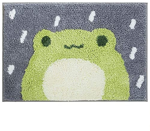 Ankah Niedlicher Duschvorleger, luxuriös, zottelig, hoch saugfähig und rutschfest, maschinenwaschbar, passend für Badewanne, Dusche und Badezimmer, 45,7 x 66 cm, Kleiner Frosch