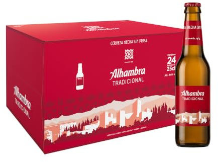 Alhambra Tradicional, Cerveza Lager Suave, Pack 24 Botellines x 25cl