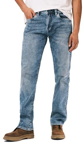 Buffalo David Bitton Straight Six Jeans da Uomo - Blu - 34W x 30L