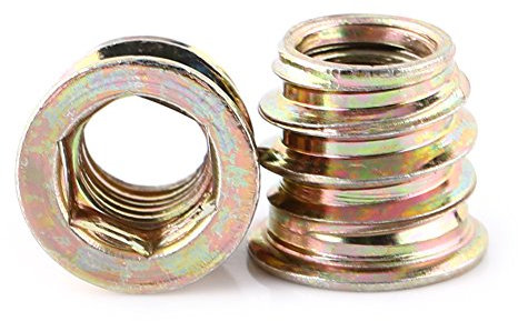 Tyenaza 20 Piezas Tuercas de Inserción de Zinc M8 para Madera, Insertos Roscados Hexagonales para Muebles (M8 x 13mm)