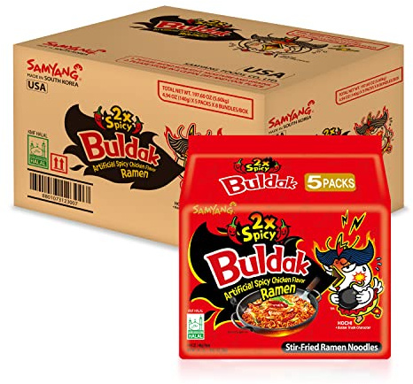 Samyang 2 x Buldak (Koreanisch) würziges frittiertes Ramen-Chicken 140 g (40 Stück)
