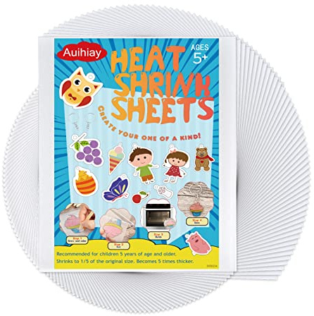 Auihiay 50 Shrink Plastic Sheets, Mini Shrink Films Papers for Kids DIY Keychains Making, Easter Decorations Ornament and Mothers Day Gifts, 4 x 3 inch / 10 x 7.5 cm