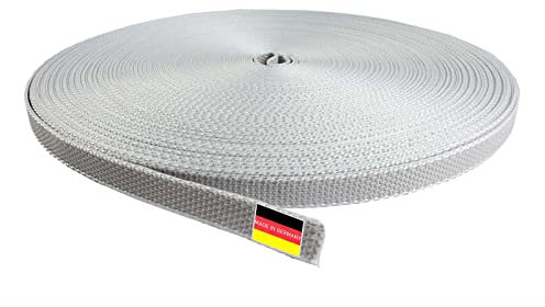 Inovatec 50 Meter Rollladengurt Mini 14mm für Tür und Fenster Rolladen - reißfest und UV-beständig - in Grau Weiß Beige Braun, Farbe:Grau