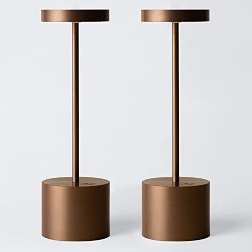 HYMZP Lampada da Tavolo Senza Fili,5000mAh Ricaricabile LED Lampada da Tavolo,3 Modalità di Colore, Dimmerabile, Luce per Ristorante/Interno/Esterno-Corten