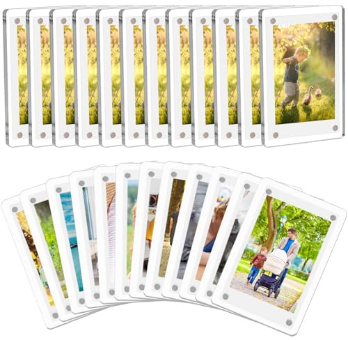 COYMOS 24 Packs Acrylic Magnetic Photo Frame for Refrigerator Double Sided Magnetic Polaroid Frames for Pictures Instax Mini Frame Super Clear 2.36 x 3.54 Inch