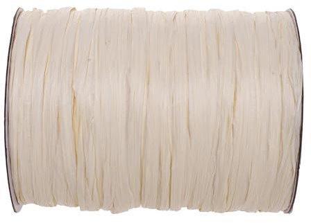 GLOREX 6 9400 611 - Raffia Edelbast, 100 m matter Bast auf Rolle, beige - zum Basteln, zur Dekoration oder für Gestecke, Sträuße und andere floristische Arbeiten