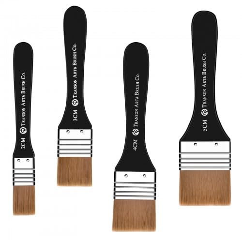 4 Stück Breit Flachpinsel Set, Pinsel Set, Hölz Künstlerpinsel 31 mm 35 mm 42 mm 48 mm, Malpinsel, Pinsel Acrylfarbe, Nylonbürste Ölmalpinsel