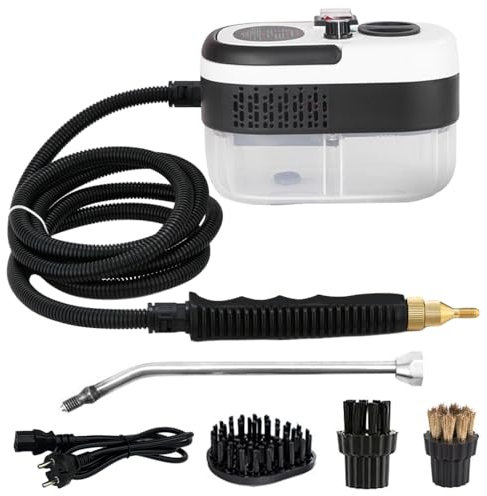 Elektrischer Dampfreiniger Handgerät Steam Cleaner - 2500W & 1200ml + 5 x Zubehör | Handdampfreiniger Dampf Reiniger Auto Heißluft Fugenreiniger für Bad Fliesen und Fugen Gerät Polstermöbel