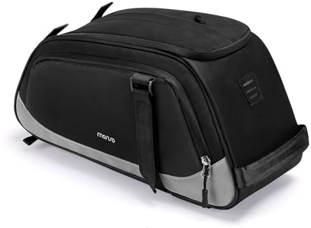 MOSISO Bicicleta Estante Bolsa con Tapa Lluvia, 10L Impermeable Bici Estante Trasero Bolso Bike Baúl Convertible a Sling Bag, Envío Almacenaje Bicicleta Sillin Hombro Ciclismo Bolsas Equipaje,Negro