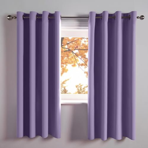 OHS Eyelet Blackout Curtains, Decorative Blackout Curtains for Bedroom Living Room, Soft Modern Thermal Lined Microfibre, 66x72” - Purple