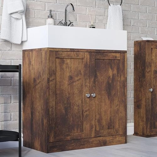 URBNLIVING Armario de almacenamiento para debajo del fregadero con estantes ajustables, fácil montaje, construcción de madera resistente, organizador versátil para el hogar, cocina, lavandería o