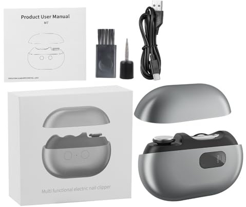 Coupe-ongles Électrique 4-en-1 Polisseuse Meuleuse 3 Vitesses Écran LCD Rangement Lumière (Noir2)