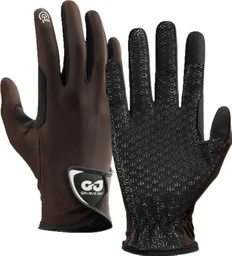 Nuibechenly Guanti da equitazione da uomo e donna, unisex, traspiranti, antiscivolo, per tutte le stagioni, per l'equitazione (marrone, XL)