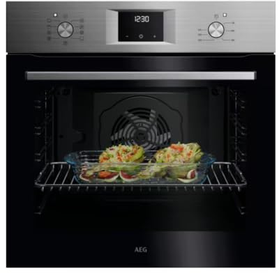 AEG Horno Multifunción OU5AB20SM, 72 L, Limpieza Aqua Clean, 9 Programas, Función Grill, SurroundCook, Pantalla LED, Cocción Multinivel, Inox Antihuellas