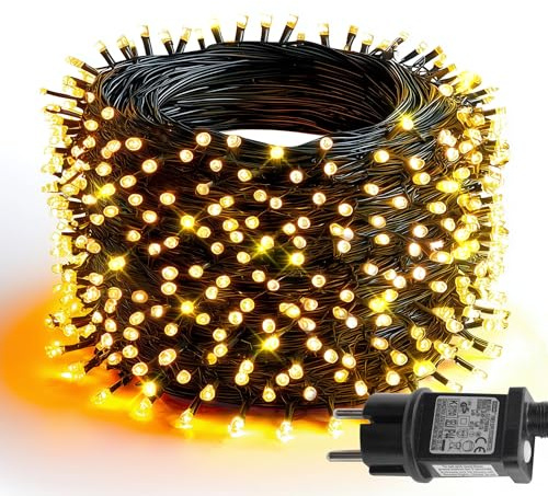 Dazzle Bright Catena Luminosa, 30 M 300 LED Luci Natalizie Bianco Caldo con 8 Modalità e Timer, Impermeabili Luci Stringa Decorazioni Natalizie per Casa Feste Terrazza Giardini Matrimoni, Bianco Caldo