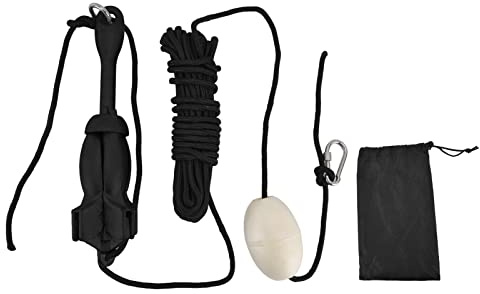 Boat Anchor Grapnel Set Foldable 1.5kg Ship Accessory Permanent Kit with Marker Buoy 32.8ft Rope (Black (Carbon Steel))