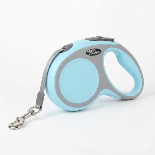 Retractable Dog Lead – Strong Extendable Dog Leash with Anti-Slip Brake & One-Button Control, Heavy Duty 5m Extension Lead for Small & Large Dogs (Sky Blue)
