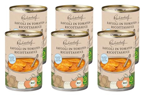 Reichenhof, Ravioli in Ricottasauce, 6er Pack Bio-Fertiggericht, (6x 400g)