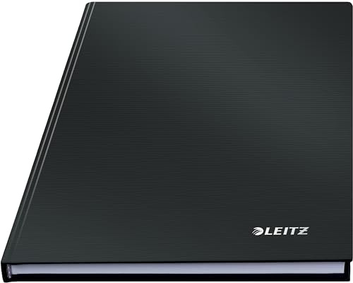 Leitz A5 Notizbuch kariert, 160 Seiten, 80 Blatt FSC zertifiziertes 80 g/m² Papier, Stabiler, kratzfester Hardcover-Einband, Für Büro, Schule oder als Tagebuch, Solid Serie, Schwarz, 46660095