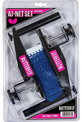 Butterfly AJ Table Tennis Net Set – The AJ Net Set Fits Table Tennis Tables up to 1.75 inches Thick – Length of the Net Set is 72 inches – Adjustable Height and Tension