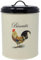 Airtight Biscuit Canister Cookie Storage Tin Cream & Black Cockerel Large Round Metal Biscuit Barrel Jar Container