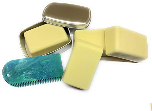 Eco Surf Board Wax X4, Storage Tin, Comb & Sticker, 100% Reclaimed Marine Ocean Waste Plastic