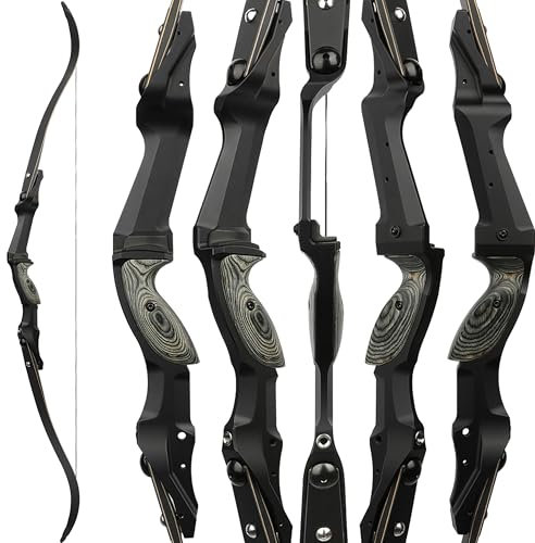 SHARROW Recurvebogen Set Erwachsene 30-65Lbs ILF Bogen Riser Wettbewerbsbogen BogenschießEn Set Jagdbogen Recurve Bogen Links Rechtshänder (Schwarz-Rechtshänder, 60Zoll-60LBS)