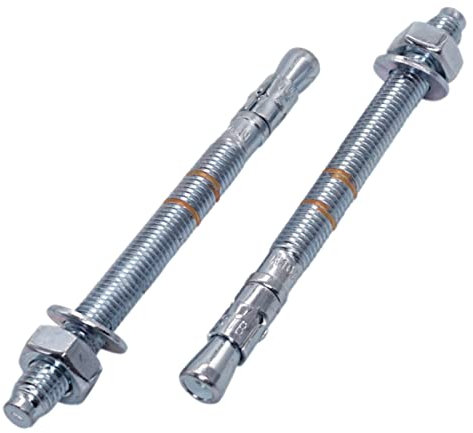 Pack de 4 anclajes de cuña M12 x 145 mm, clavijas de metal, perno pasante, anclaje de expansión de hormigón (4, M12 x 145 mm)