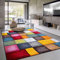Paco Home Teppich Wohnzimmer Kinderzimmer Kurzflor Moderne 3D Optik Kariert Geometrische Muster, Grösse:160x230 cm, Farbe:Bunt
