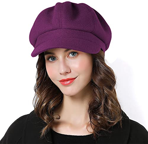 Superora Donne Berretto Newsboy Cappello Baker Berretto Piatto con Visiera Cappelli Lana Autunno Primavera Inverno