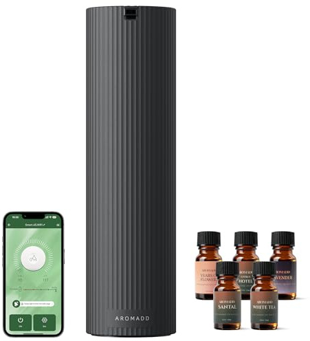 Aromadd Kit de iniciación de difusor de aroma, difusor de aceite esencial sin agua para el hogar, máquina de aire de aroma de cobertura de 1500 pies cuadrados, difusor inteligente de colección de