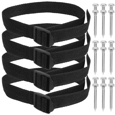 OSALADI Zapatos Aireadores para Césped Clavos de 58 Mm, Correa Ajustable para Airear Suelo Compacto en Jardín, Kit de 4 Correas y 30 Clavos para Mejora de Césped y Ventilación del Suelo
