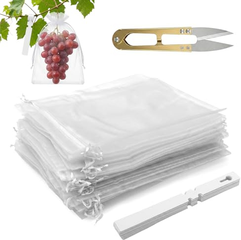 Sacchetti Protezione Frutta,50 Pezzi Sacchetti Rete Frutta 23x17 cm