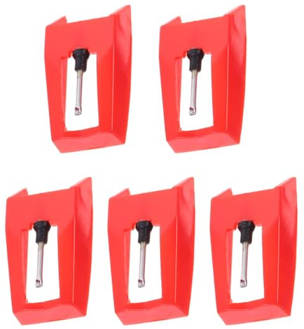 jojofuny Agujas para Tocadiscos de Vinilo 5 Piezas, Aguja de Repuesto de Rubí Rojo para Fonógrafo y Gramófono, Compatible Tocadiscos Vintage, Accesorio Preciso para Audio Doméstico