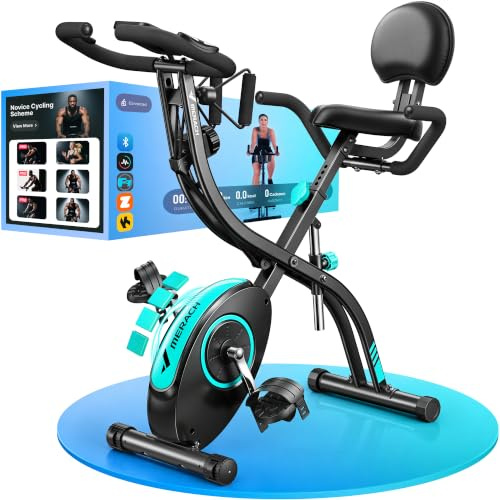 MERACH 4-i-1 Motionscykel Vikbar, Ergometer, 16 Nivåer, Puls, Grön