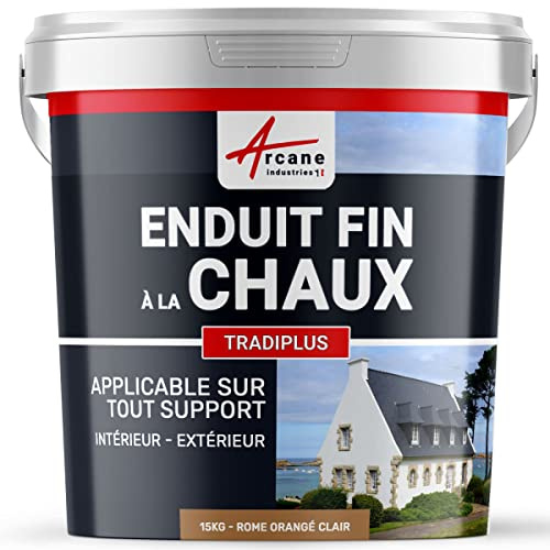 ARCANE INDUSTRIES Enduit Fin à la Chaux, décoration, intérieure, extérieur, Maison : Tradiplus - 15 kg (jusqu'à 14 m²) Rome - Orangé Clair
