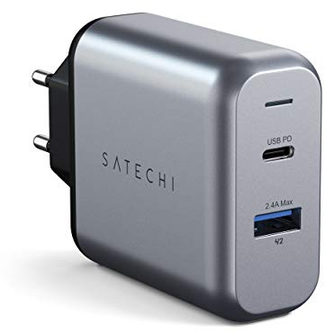 SATECHI 30W Dual Port Wall Charger Adapter avec USB-C & USB 3.0 Port - Compatible avec 2022 iPad Air M1, 2021 iPad Pro M1, iPhone 14 Pro Max/14 Pro/14/14 Plus, iPhone 13 Pro Max/13 Pro/13/13 Mini