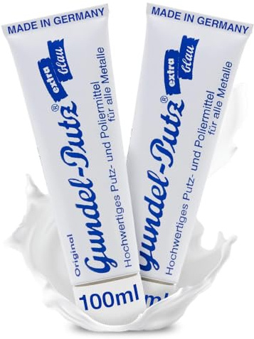 ORIGINAL GUNDEL-PUTZ Pâte de Plâtre et de Polissage de Qualité Supérieure - 2 x 100 ml - Pour Tout Type de Métal Nu - Produit de Nettoyage pour l'Argent
