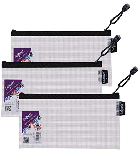 Snopake DL High Capacity EVA Mesh Zippa-Bag [Pack of 3] 240 x 130 mm - Transparent/Black [15837]