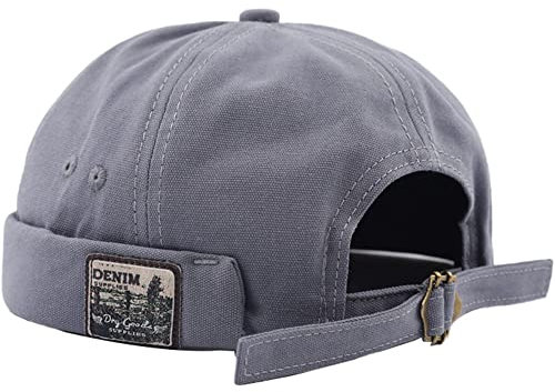 DURINM Docker Cap Seemannsmütze Docker Mütze Trawler Fischer Mütze Ohne Schirm Rollmütze Watch Cap Commando Work Beanie Corduroy Docker Leon Brimless Hat Rolled Cuff Harbour Hat (Denim grau)