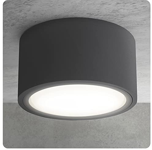 SSC-LUXon CELI-X Decken Aufbauspot flach inkl. LED Leuchtmittel GX53 - Deckenspot anthrazit rund neutralweißes Licht 5W 230V