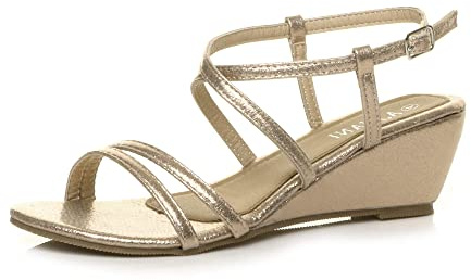 AJVANI wedge heel strappy slingback buckle holiday sandals size 5 38