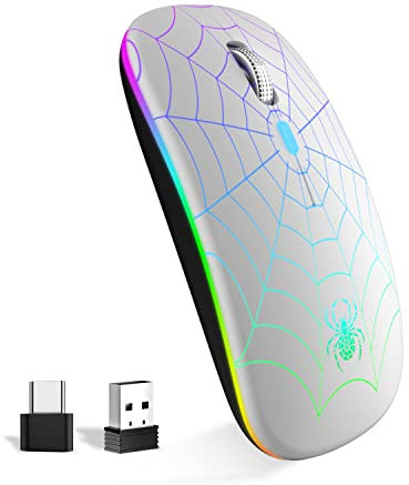 SZO Funkmaus Wiederaufladbare Maus Ergonomische 7-Farben RGB Mit USB Und Typ-C KonverterEinstellbare Genauigkeit (800/1200/1800)