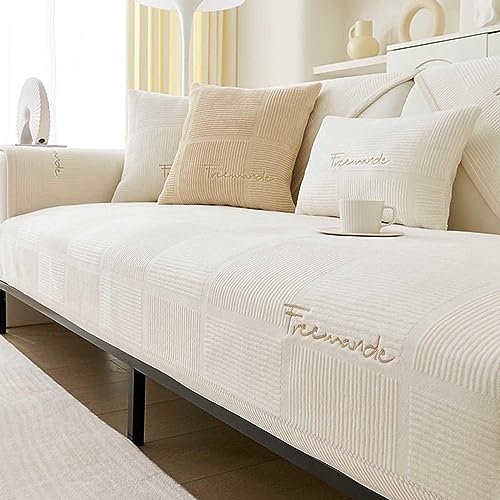 YSZBD sofabezug ecksofa wasserdicht l-Form 1/2/3/4sitzer，sofaschoner，sofaschutzdecken rutschfest,off-white-70x70cm