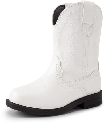 DREAM PAIRS Stivali da combattimento equitazione per ragazze con polpaccio medio, bianco, 31 EU