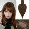 RUWISS Coiffeuse en cheveux humains avec franges Coiffeuse à couronne Postiches pour femmes perruque courte 7.5 * 13CM Base en soie 100% de vrais cheveux humains Clip in Topper 25cm 35g（Marron moyen）