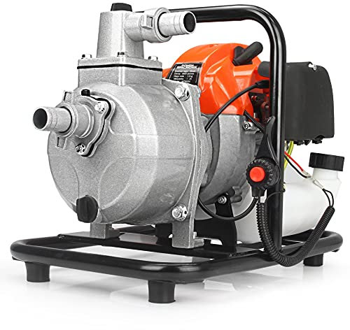 Motopompe auto-amorçante à éclater 1 | Moteur à 2 temps à essence et huile | 5,2 ch | Prévalence 25 mètres | Portée 300 L/min | 3,3 bar | pour eau sale et propre